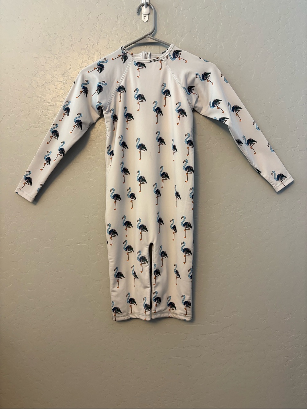 Hugo loves tiki one piece rash guard swimsuit in blue flamingo size 10 NEW